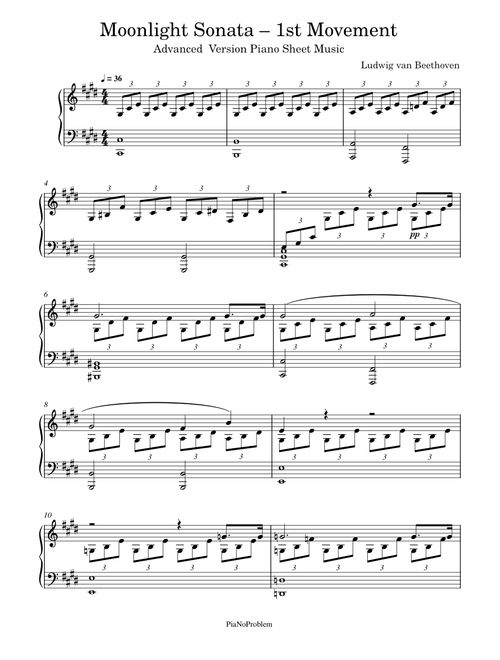 Moonlight Sonata 1st Movement – Ludwig van Beethoven Moonlight Sonata 1st Movement by Ludwig van - Online tutorial video & Advanced Piano Sheet