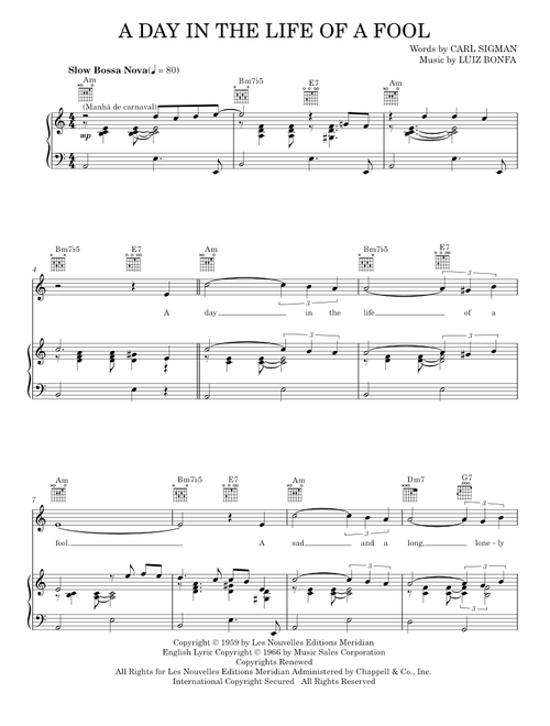A Day In The Life Of A Fool (Manha De Carnaval) - Carl Sigman (Piano-Vocal-Guitar)