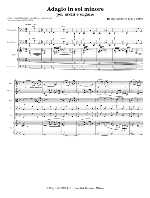 Adagio in sol minore per archi e organo – Remo Giazotto (1910-1998)