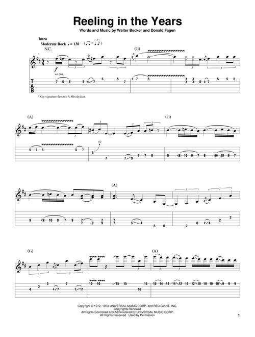 Reeling In The Years - Steely Dan (Guitar Tab Play-Along)