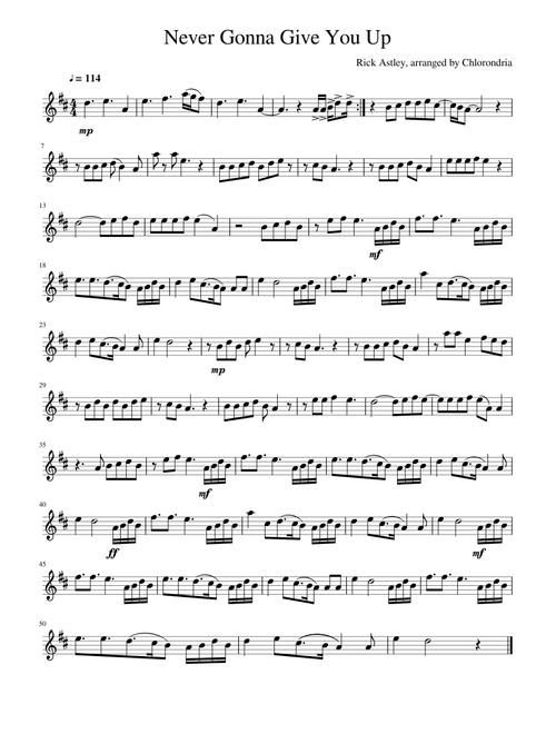 Never Gonna Give You Up (Alto Saxophone)