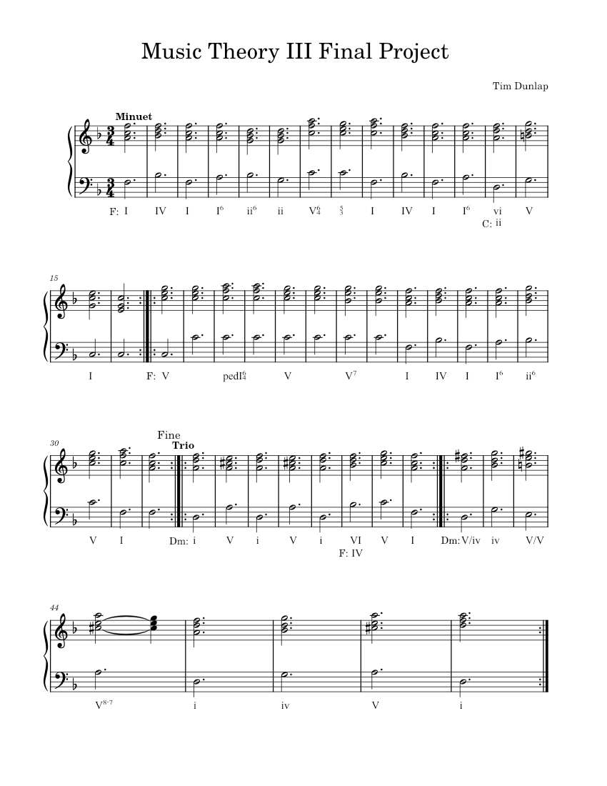 Music Theory III Final Project Sheet music for Piano (Solo) | Musescore.com