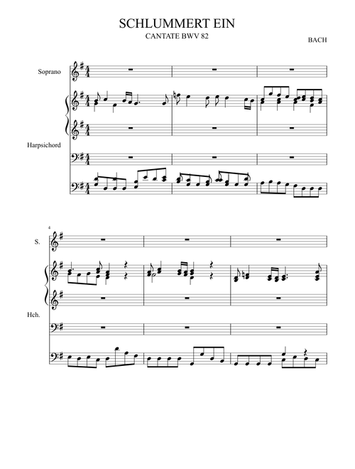 BACH BWV82 - SCHLUMMERT EIN (Soprano - Accompt Harpsichord)