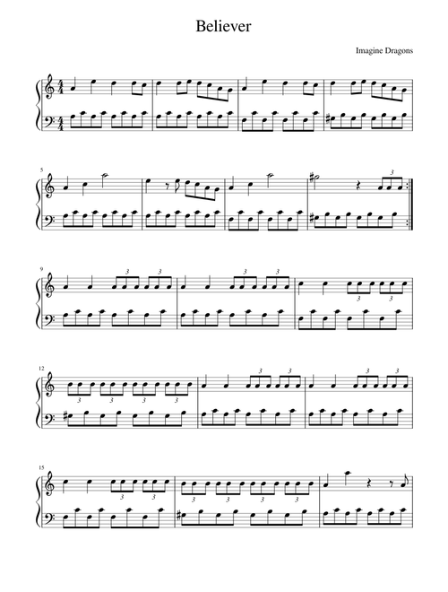Believer - Imagine Dragons (Easy Piano)