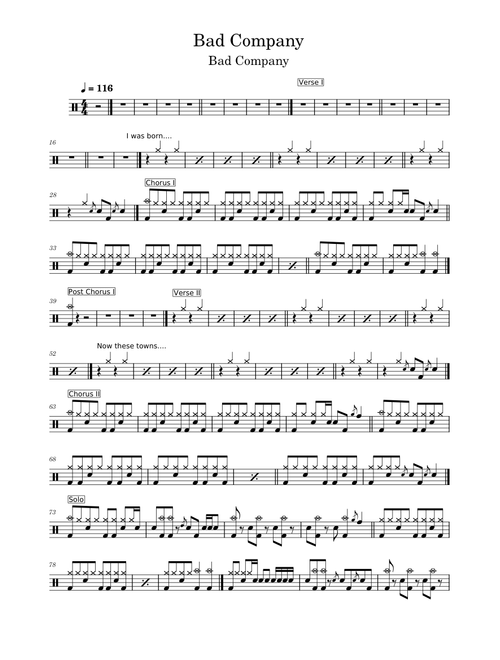 Bad company - Bad Company - Drum Sheet