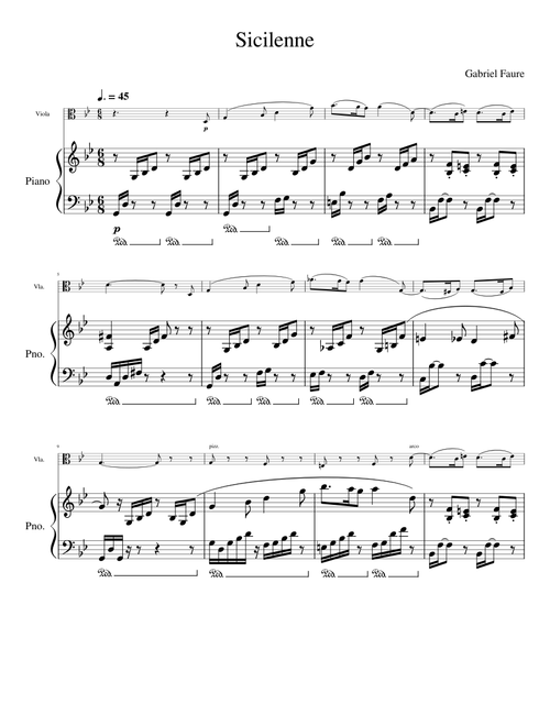Sicilienne, Op.78 – Gabriel Fauré arranged for Viola and Piano
