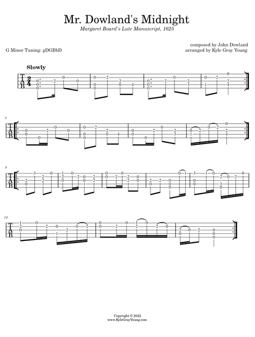 Mr. Dowland's Midnight – John Dowland (5-string banjo arrangement)