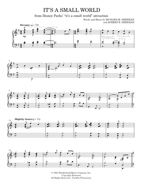 It's A Small World - Sherman Brothers (Piano Solo)
