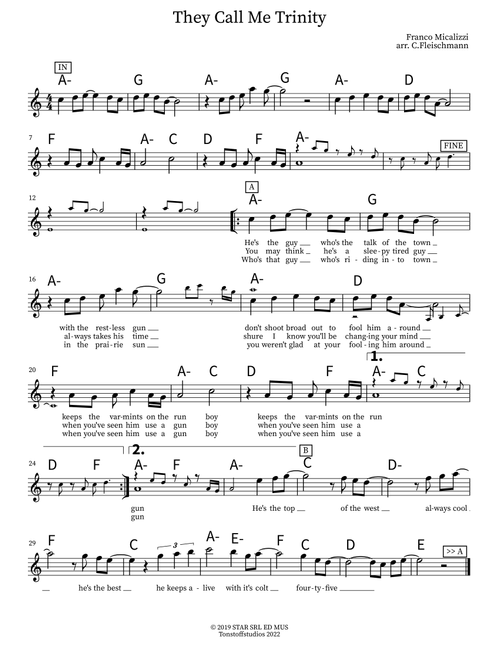 They Call Me Trinity (Arr. Christoph Fleischmann) - Franco Micalizzi (Lead Sheet - Fake Book)