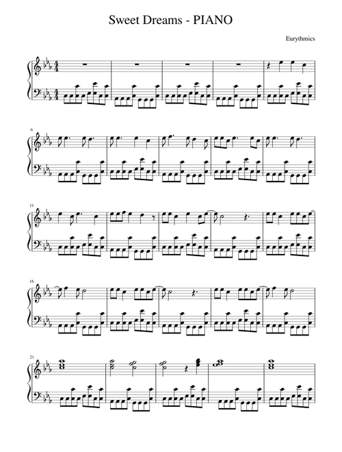 Sweet Dreams (Are Made Of This) – Piano