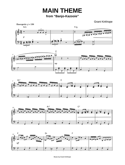 Main Theme (from Banjo-Kazooie) - Grant Kirkhope (Piano)