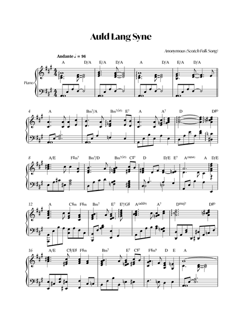 Auld Lang Syne (Arr. Bisdré Santus) - Anonymous (Piano Solo)
