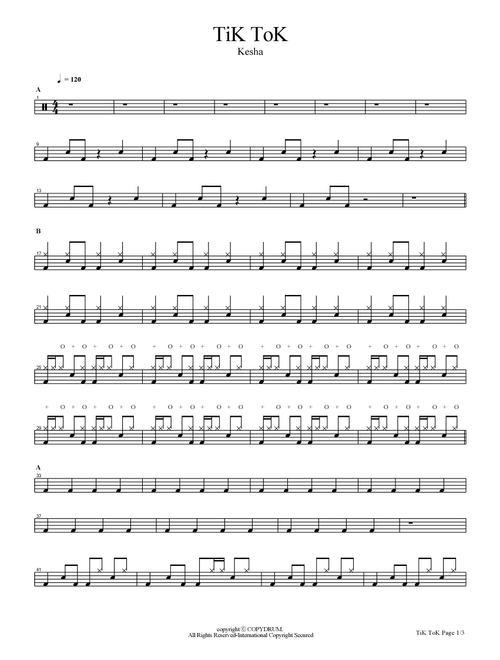 Tik Tok (Arr. COPYDRUM) - Ke$ha (Drums)