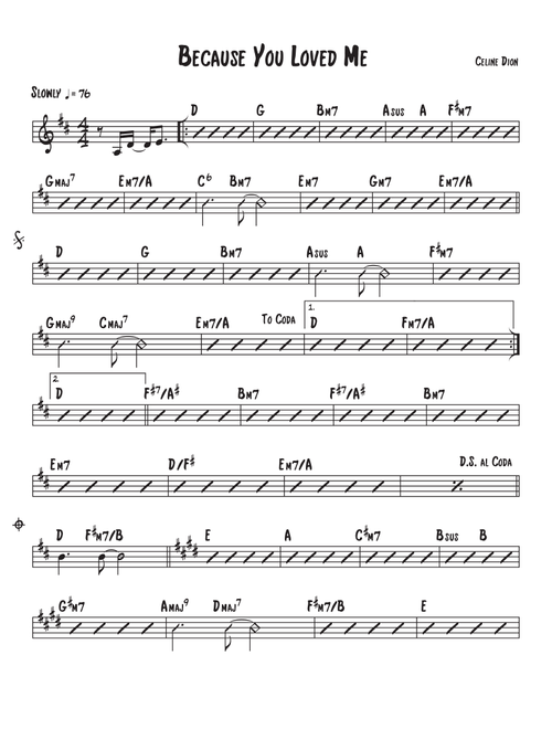 Because You Loved Me (Arr. David M. Fagnant) - Celine Dion (Piano-Vocal-Guitar)