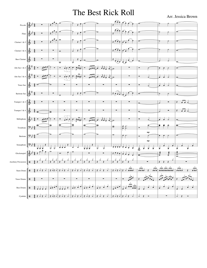 The_Best_Rick_Roll Sheet music for Trombone, Tuba, Flute piccolo, Flute