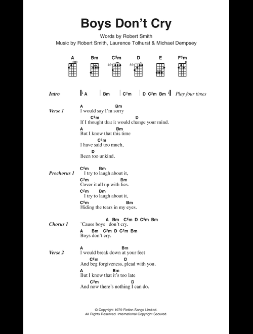 Boys Don't Cry - The Cure (Ukulele Chords-Lyrics)