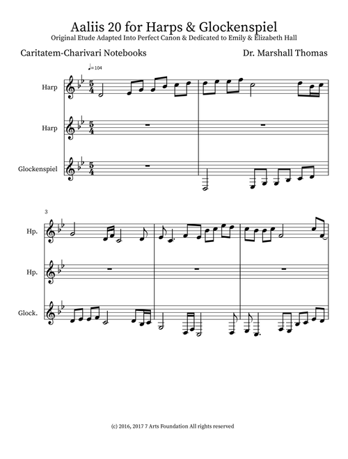 Aaliis 20 for Harps & Glockenspiel - Celebrity Chamber Players (Small Ensemble)