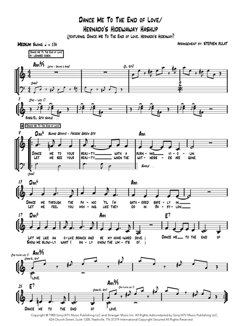 Medley: Dance Me To The End Of Love with Hernando's Hideaway (Arr. Stephen Bulat) - Madeleine Peyroux (Lead Sheet - Fake Book)
