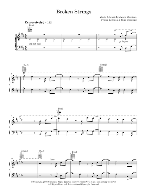 Broken Strings - James Morrison (Easy Piano)