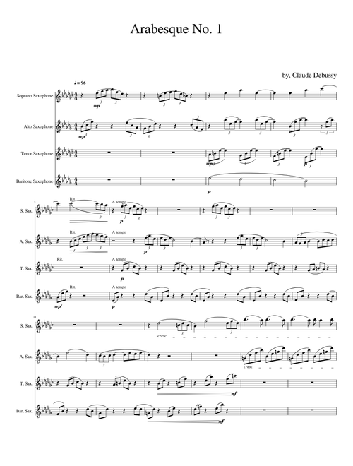 Arabesque No. 1 for SATB Sax Quartet