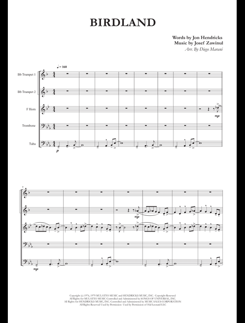 Birdland (Arr. Diego Marani) - Manhattan Transfer (Brass Ensemble)