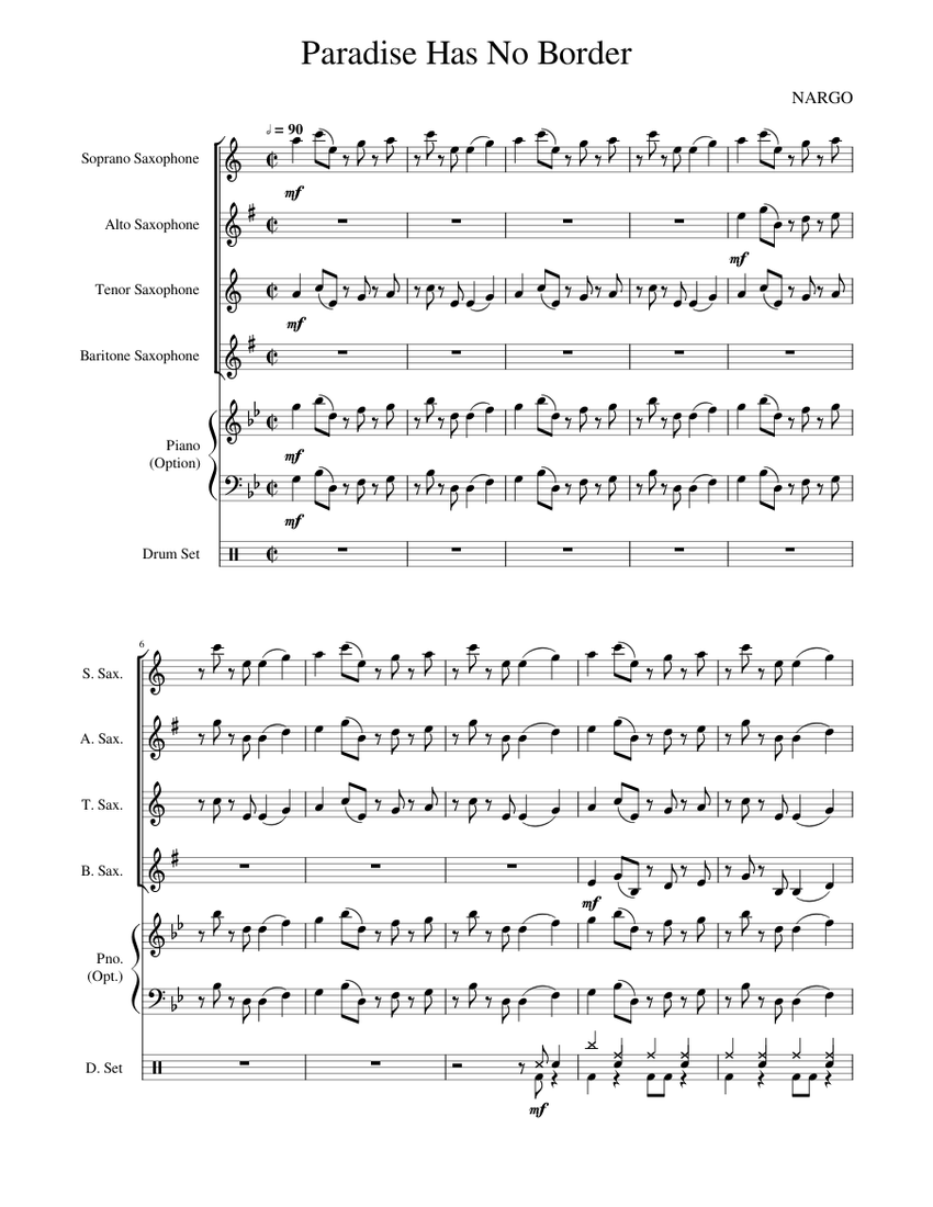 Paradise Has No Border/東京スカパラダイスオーケストラ Sheet music for Piano, Saxophone  alto, Saxophone tenor, Saxophone baritone & more instruments (Piano Sextet)  | Musescore.com