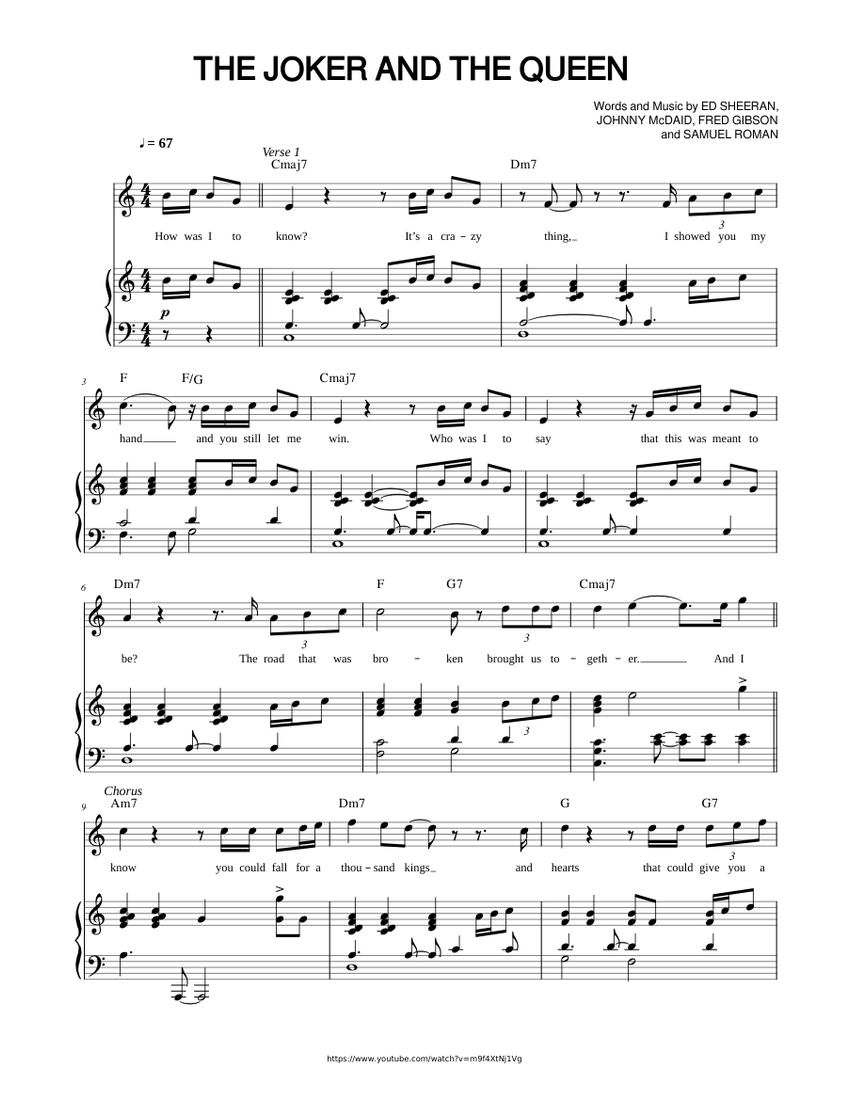 The joker and the queen – Ed Sheeran Sheet Music with Chords for