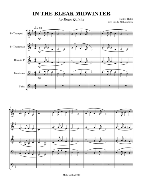 In The Bleak Midwinter – Gustav Holst (Brass Quintet)