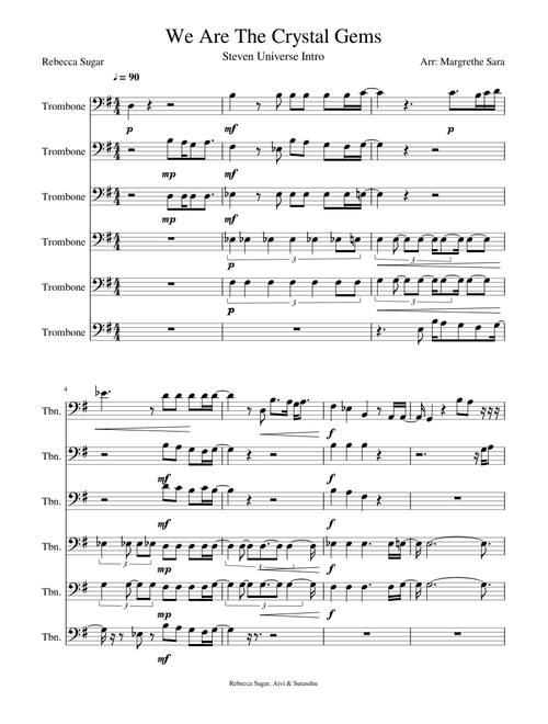 We Are The Crystal Gems for Trombone Quartet