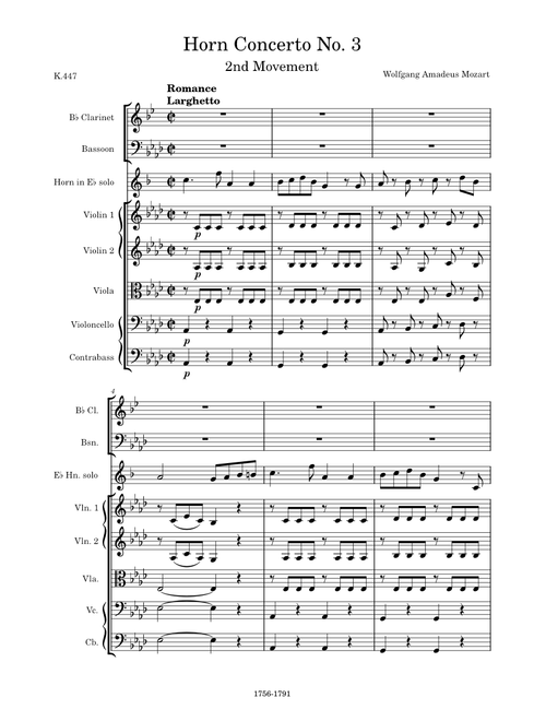 Horn Concerto No. 3 in E-flat Major, K.447, 2nd Movement (Romance: Larghetto) – W. A. Mozart
