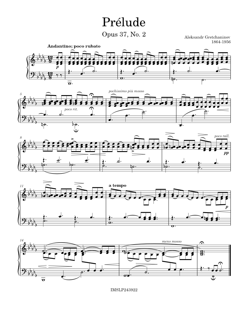 Deux morceaux pour piano, Opus 37, No.2, Prélude – Aleksandr