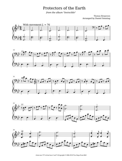 Protectors of the Earth tsfh piano sheet music