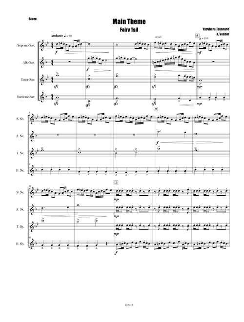Fairy Tail (Arr. Katie Vedder) - Yasuharu Takanashi (Woodwind Ensemble)