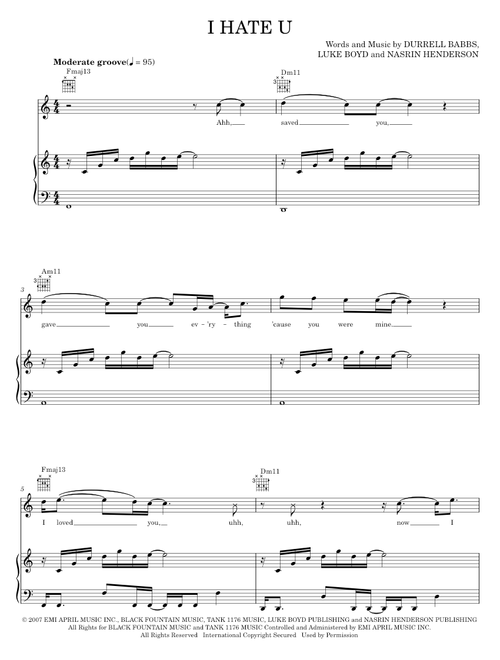 I Hate U - shark tank (Piano-Vocal-Guitar)