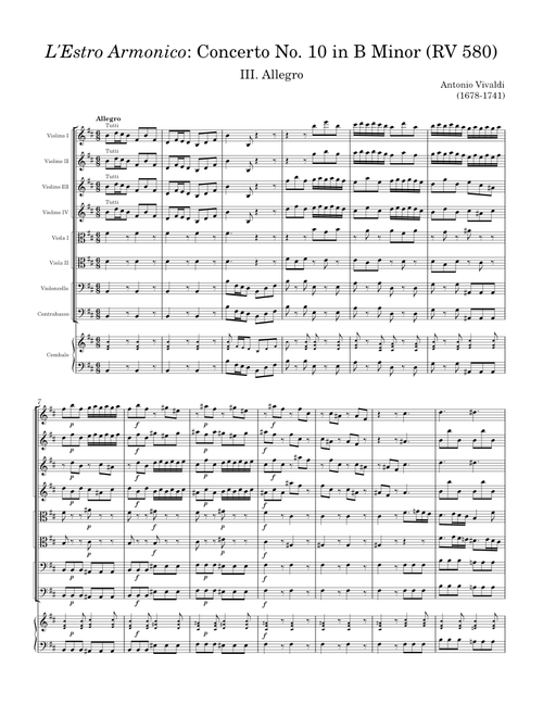 L'Estro Armonico: Concerto No. 10 in B Minor (RV 580): III. Allegro