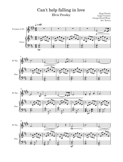 Can't Help Falling In Love – Elvis Presley (Trumpet and Piano)