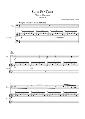 Suite For Tuba by Don Haddad Sheet Music for Piano, Tuba Suite For Tuba by Don Haddad Sheet Music for Piano, Tuba