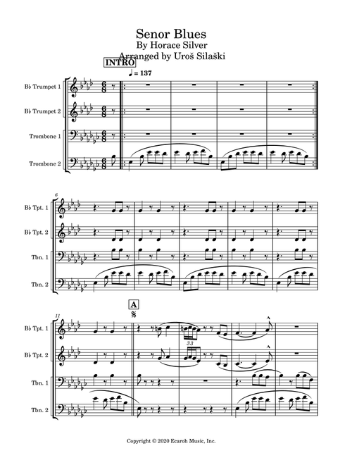 Senor Blues (Arr. Uroš Silaški) - Horace Silver (Brass Ensemble)