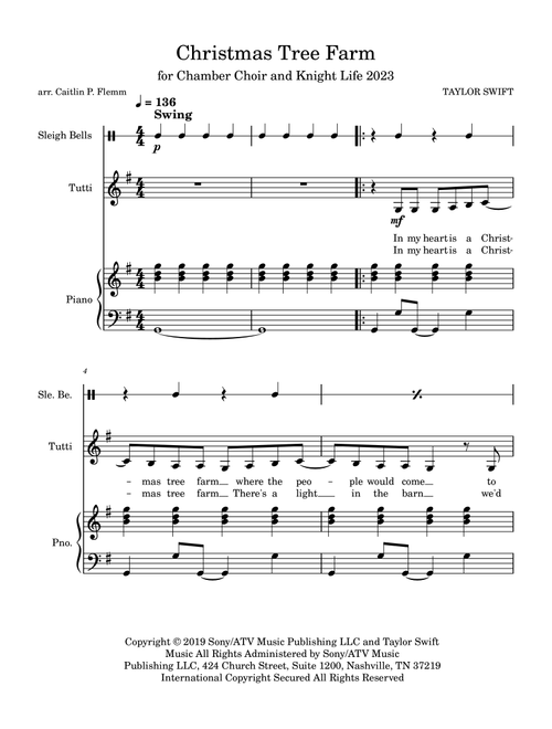 Christmas Tree Farm (Arr. Caitlin P. Flemm) - Taylor Swift (Choral, SSA)