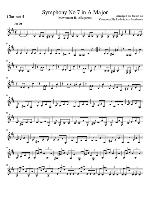 Symphony No 7 Movement II 4th Clarinet