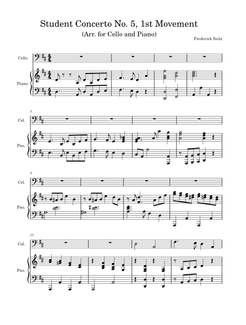 Concerto No. 5 1st Movement – Friedrich Seitz Seitz Concerto 5. Movement 1 Arr. for Cello and Piano