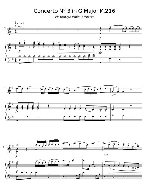Concerto N° 3 in G Major K.216 - Wolfgang Amadeus Mozart