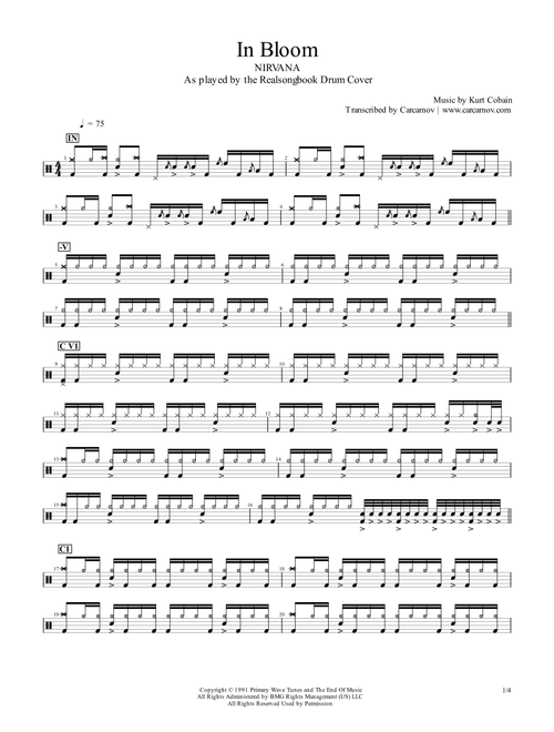 In Bloom (Arr. Realsongbook) - Nirvana (Drums)