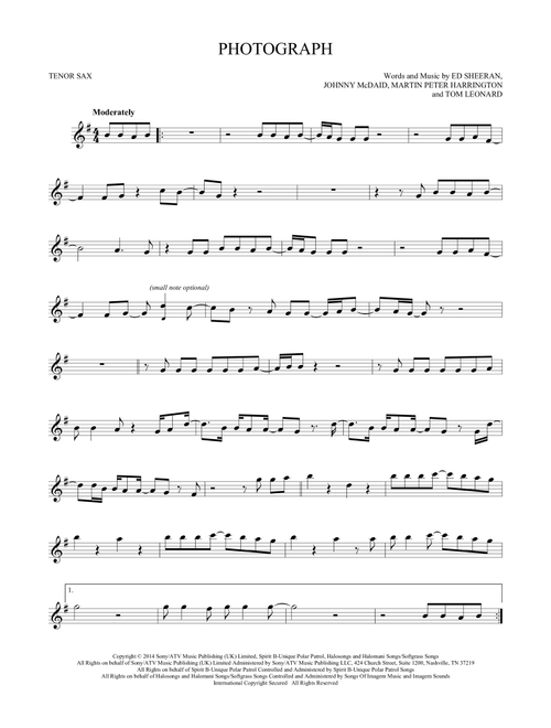 Photograph - Ed Sheeran (Tenor Sax Solo)