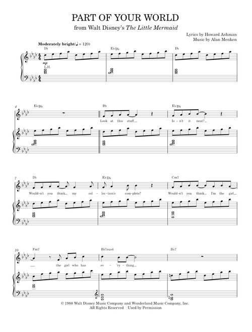 Part Of Your World (from The Little Mermaid) - Alan Menken, The Little Mermaid Movie (Piano Vocal)