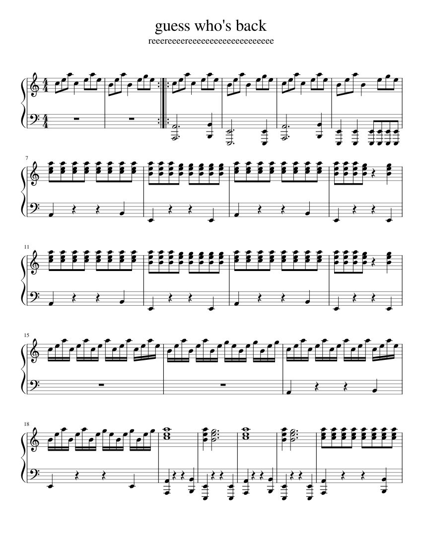 guess who s back Sheet music for Piano Solo Easy Musescore
