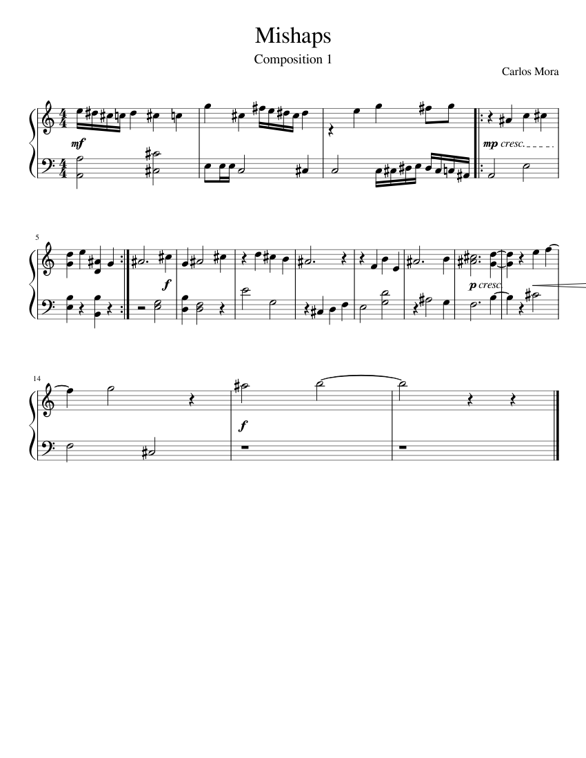 Composition 1 Assignment Sheet music for Piano (Solo) | Musescore.com