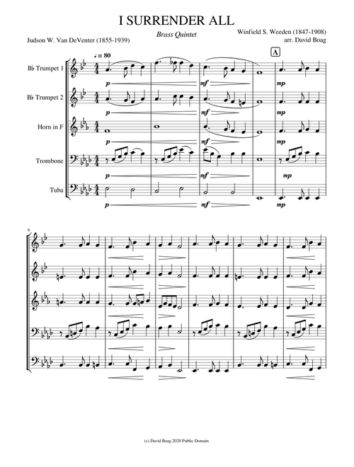 I SURRENDER ALL - Brass Quintet