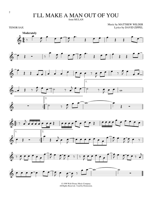 I'll Make A Man Out Of You (from Mulan) - David Zippel (Tenor Sax Solo)