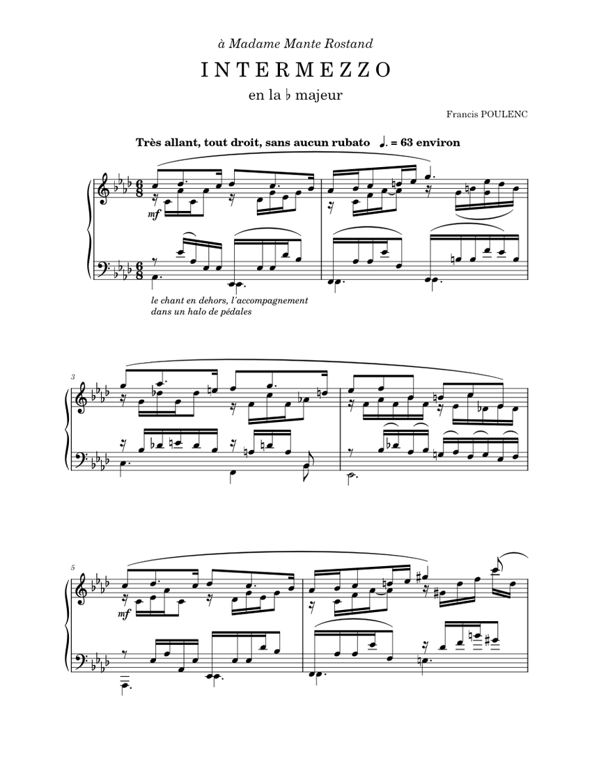 POULENC // Troisième Intermezzo en La ♭ Majeur - FP 118 Sheet